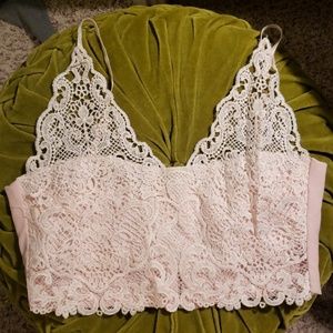 Light pink lace crop top